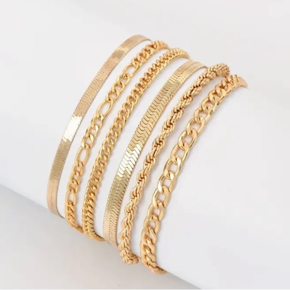 Gold Toned Chain Bracelet Set - Picture 2 of 4